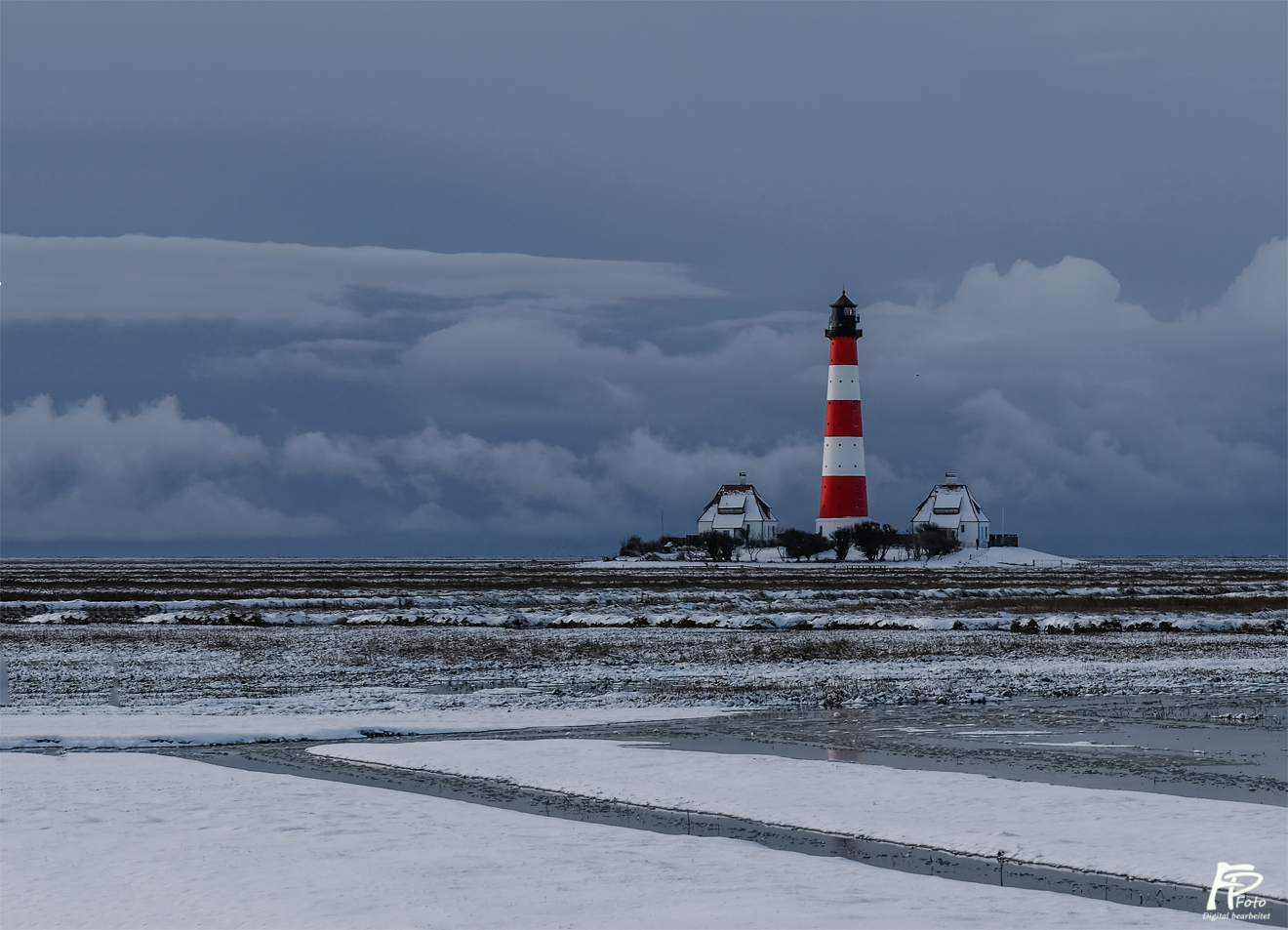 Westerhever in winterlicher Landschaft