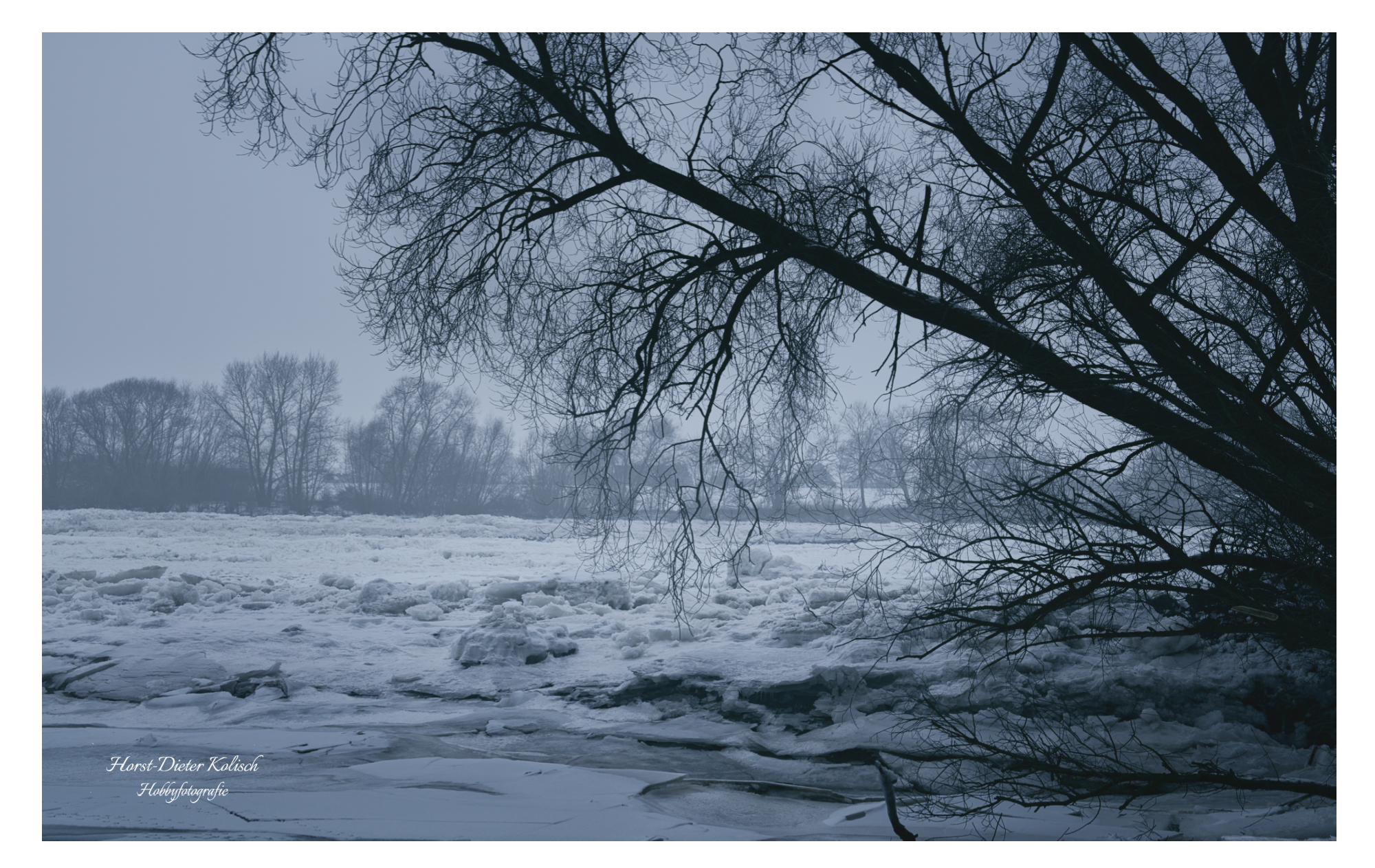 Eisscholle auf der Elbe bei  Geesthacht
