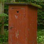 Wollte da ein Vogel ein Nest im Klohäuschen bauen?
