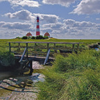 Leuchtturm Westerhever mit Brücke